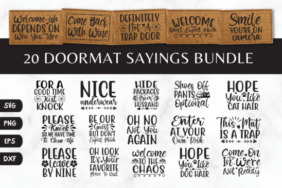 20 Funny Doormat Quotes SVG Bundle: Graphics for Crafts
