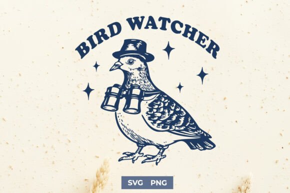Bird Watcher SVG PNG Funny Pigeon Design for Graphics and Crafts