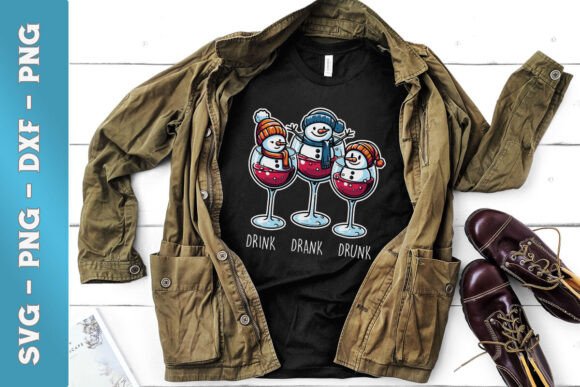 Drink Drank Drunk Funny Snowman Xmas SVG Graphics and Crafts